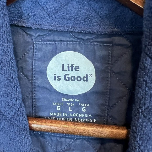 Life Is Good Mens‎ Blue 1/4 Zip Fleece Long Sleeve Pullover Sweater Size Large - Picture 4 of 8